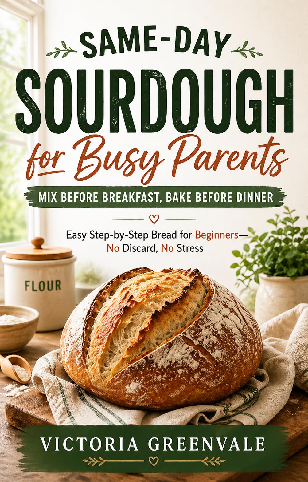 Same-day Sourdough for Busy Parents: Mix Before Breakfast, Bake Before Dinner: Easy Step-by-step Bread for Beginners—no Discard, No Stress