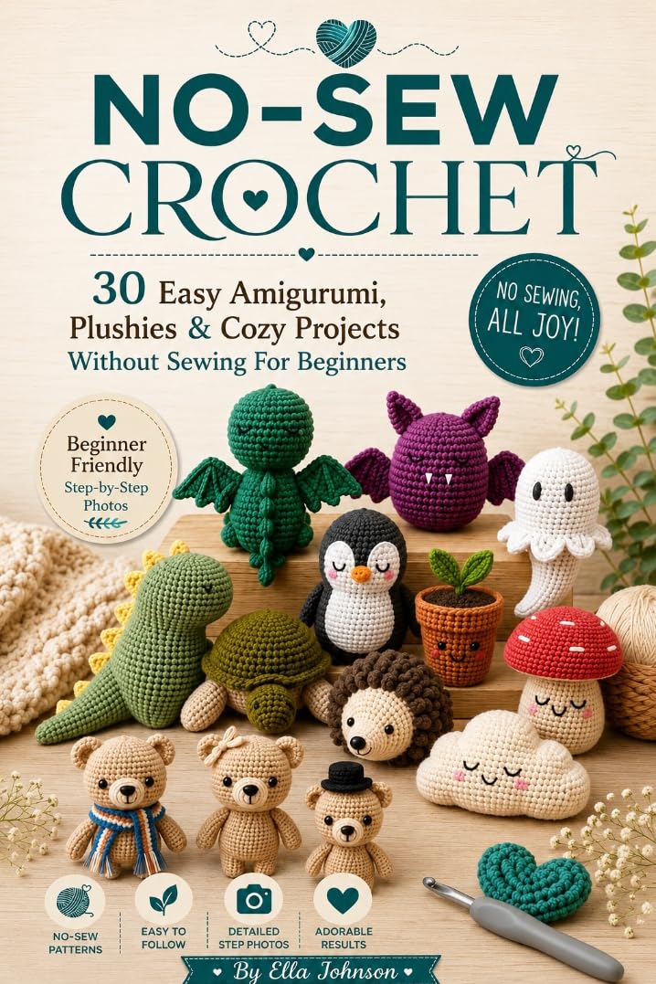 No-sew Crochet: 30 Easy Amigurumi, Plushies & Cozy Projects Without Sewing for Beginners