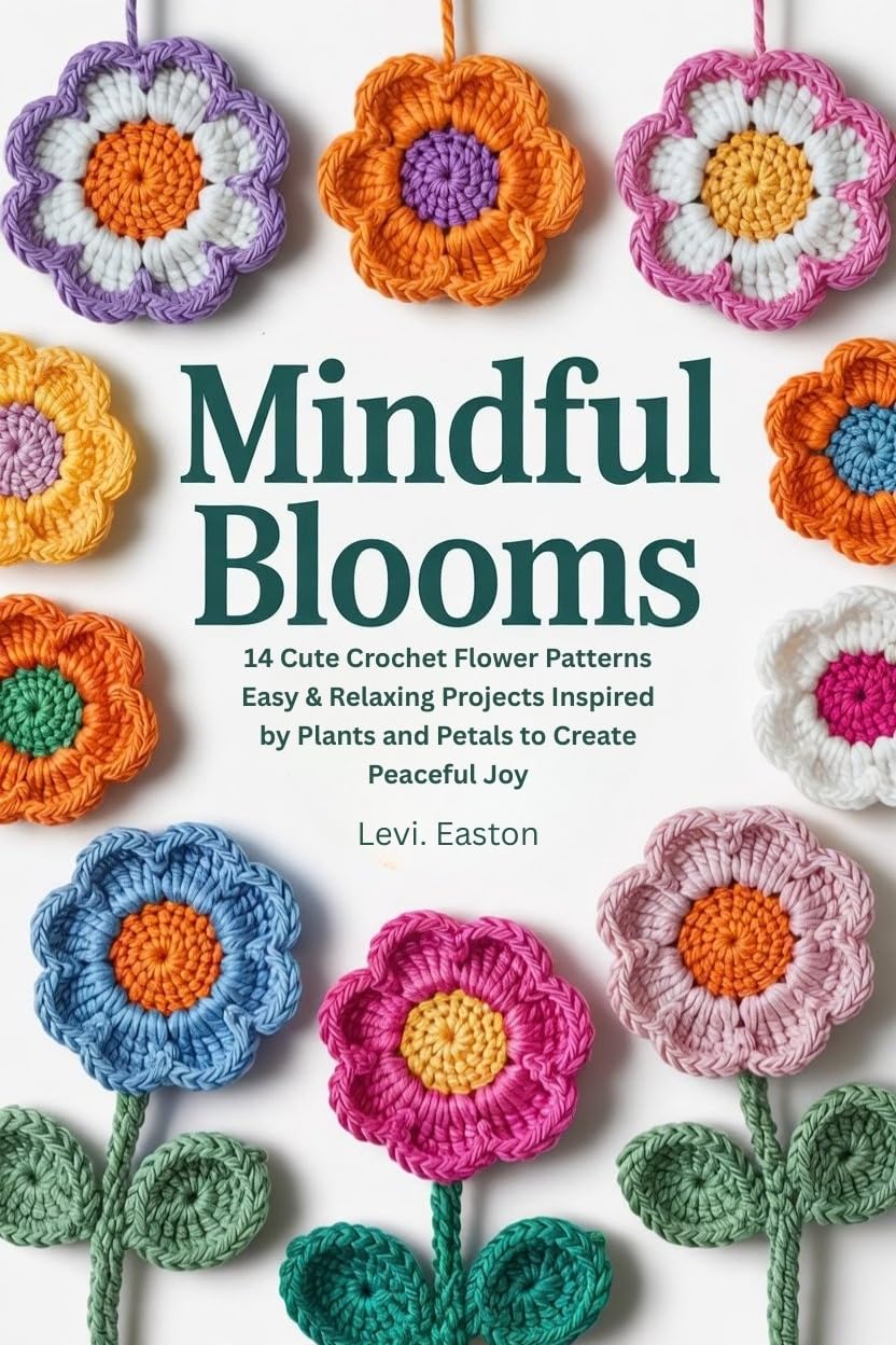 Mindful Blooms: 14 Cute Crochet Flower Patterns Easy & Relaxing Projects Inspired by Plants and Petals to Create Peaceful Joy