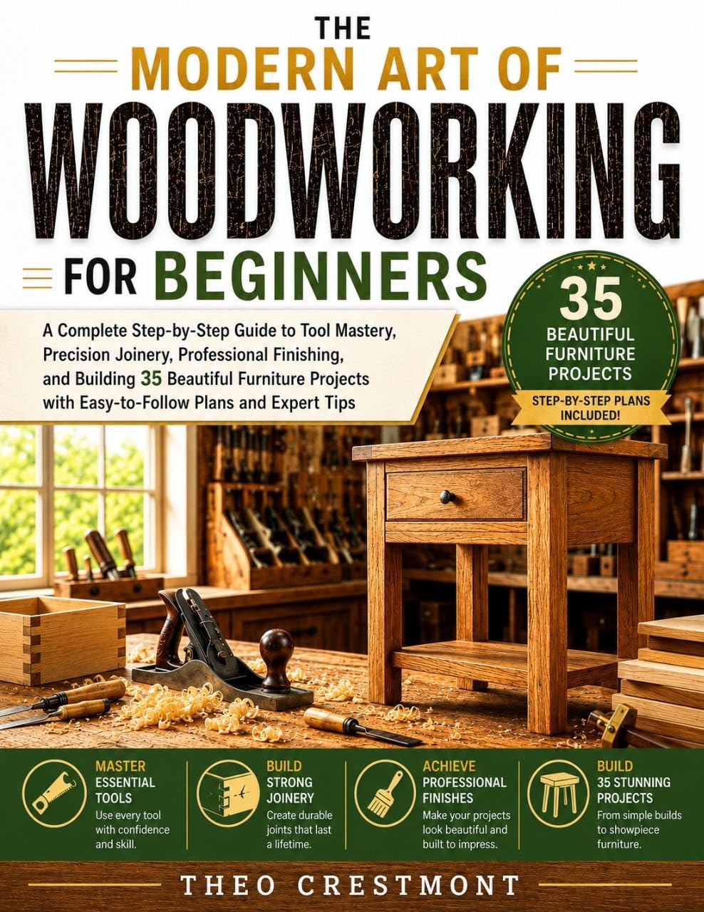 The Modern Art of Woodworking for Beginners: a Complete Step-by-step Guide to Tool Mastery, Precision Joinery, Professional Finishing, and Building 35 Beautiful Furniture...