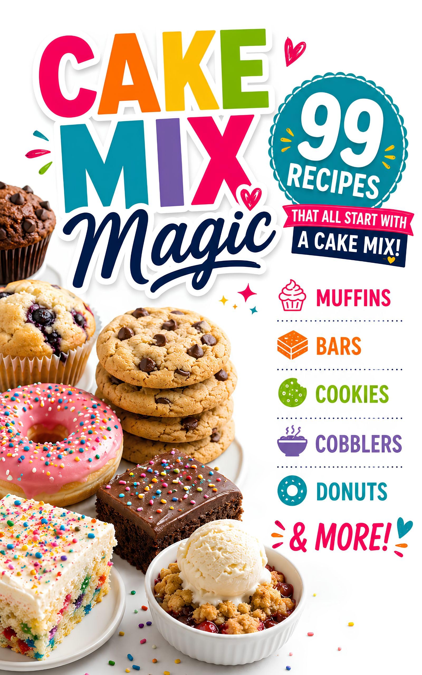 Cake Mix Magic: 99 Easy Dessert Recipes Made With Cake Mix: Simple Cookies, Bars, Cakes, Cobblers, Muffins and More Using Everyday Ingredients