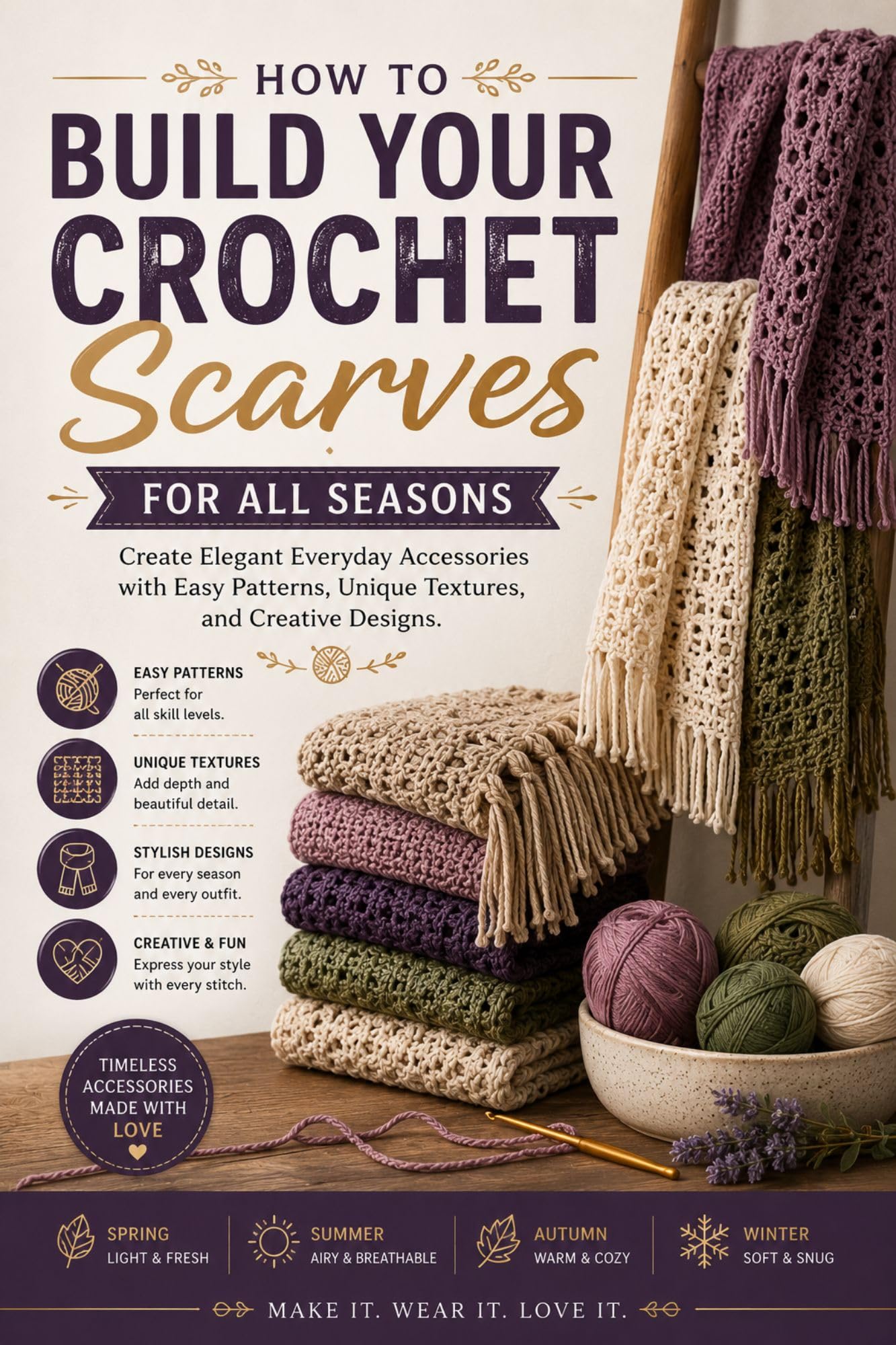 How to Build Your Crochet Scarves for All Seasons: Create Elegant Everyday Accessories With Easy Patterns, Unique Textures, and Creative Designs