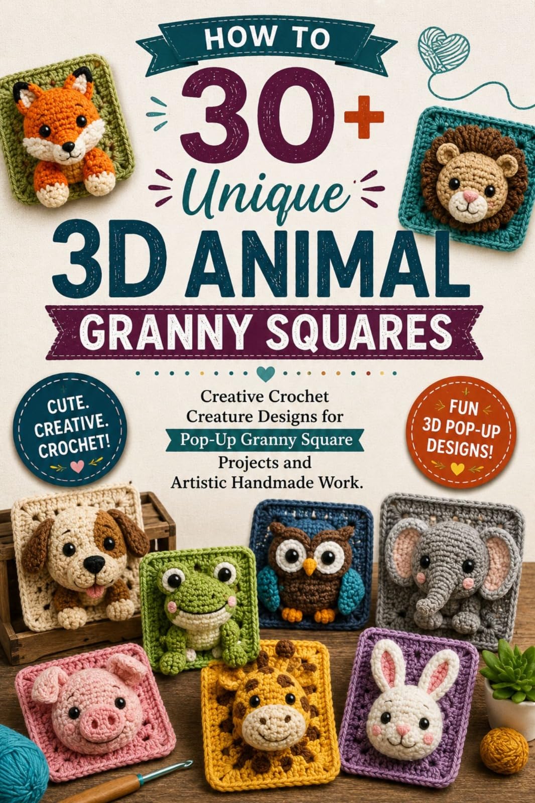 How to 30+ Unique 3d Animal Granny Squares: Creative Crochet Creature Designs for Pop-up Granny Square Projects and Artistic Handmade Work