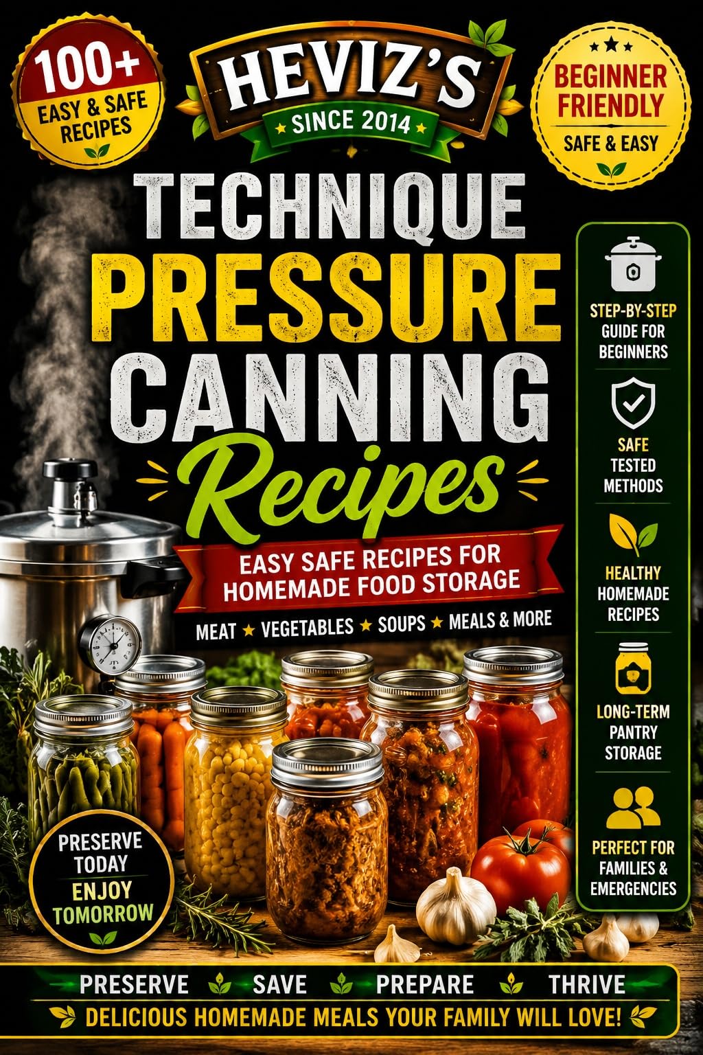 Heviz’s Pressure Canning Recipes Since 2014 Homemade Jar Recipes, Meal Prep & Pantry Storage: Over 100 Easy Pressure Canning Recipes for Safe Food Preservation, Pantry Storage & Homemade Meals