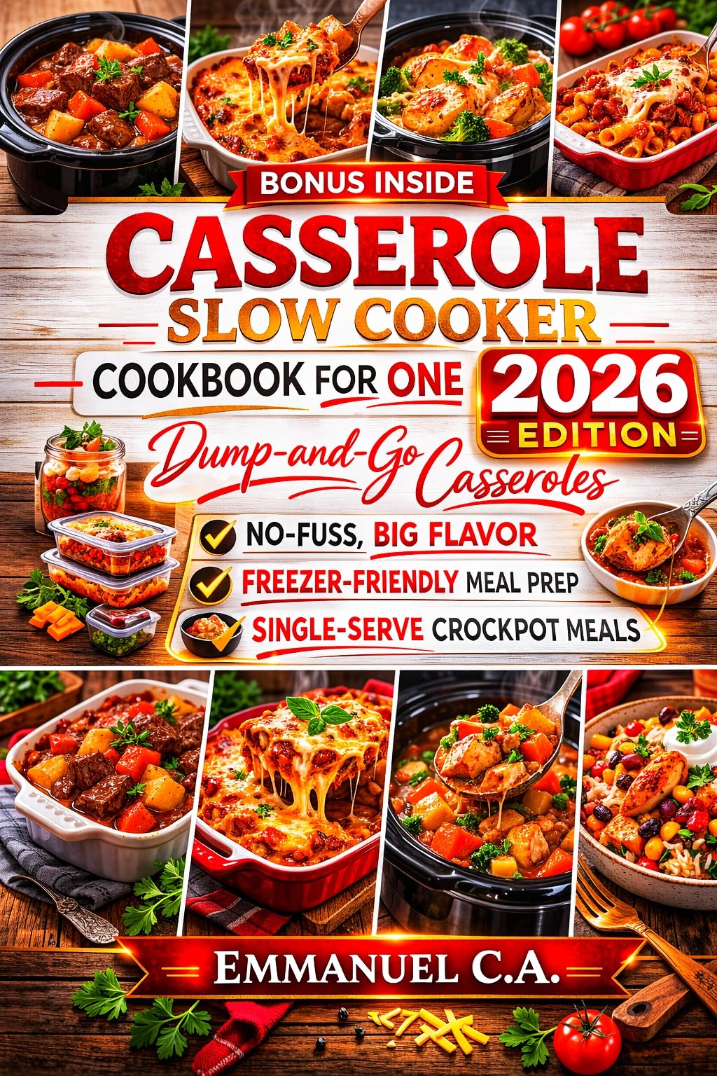 Casserole Slow Cooker Cookbook for One 2026: Dump-and-go Casseroles: Delicious Recipes — No-fuss, Big Flavor, Freezer-friendly Meal-prep & Single-serve ... Bonus Inside Cookbooks