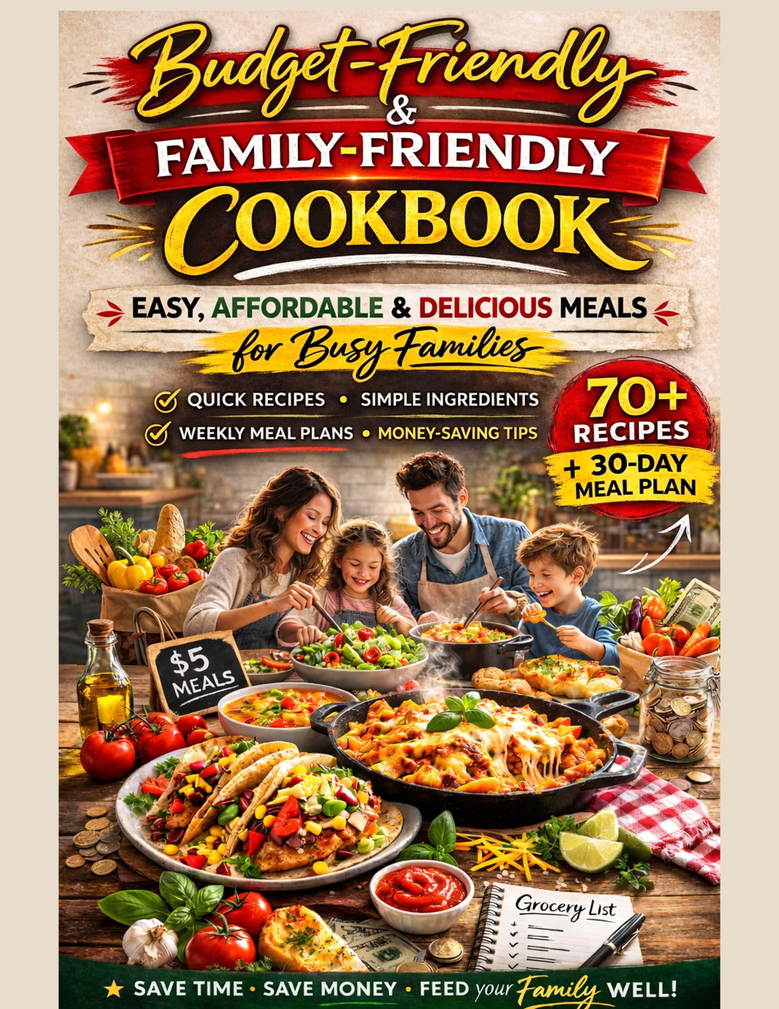Budget-friendly & Family-friendly Cookbook: Easy, Affordable & Delicious Meals for Busy Families – Quick Recipes, Simple Ingredients, Weekly Meal Plans & Smart Money-saving Strategies