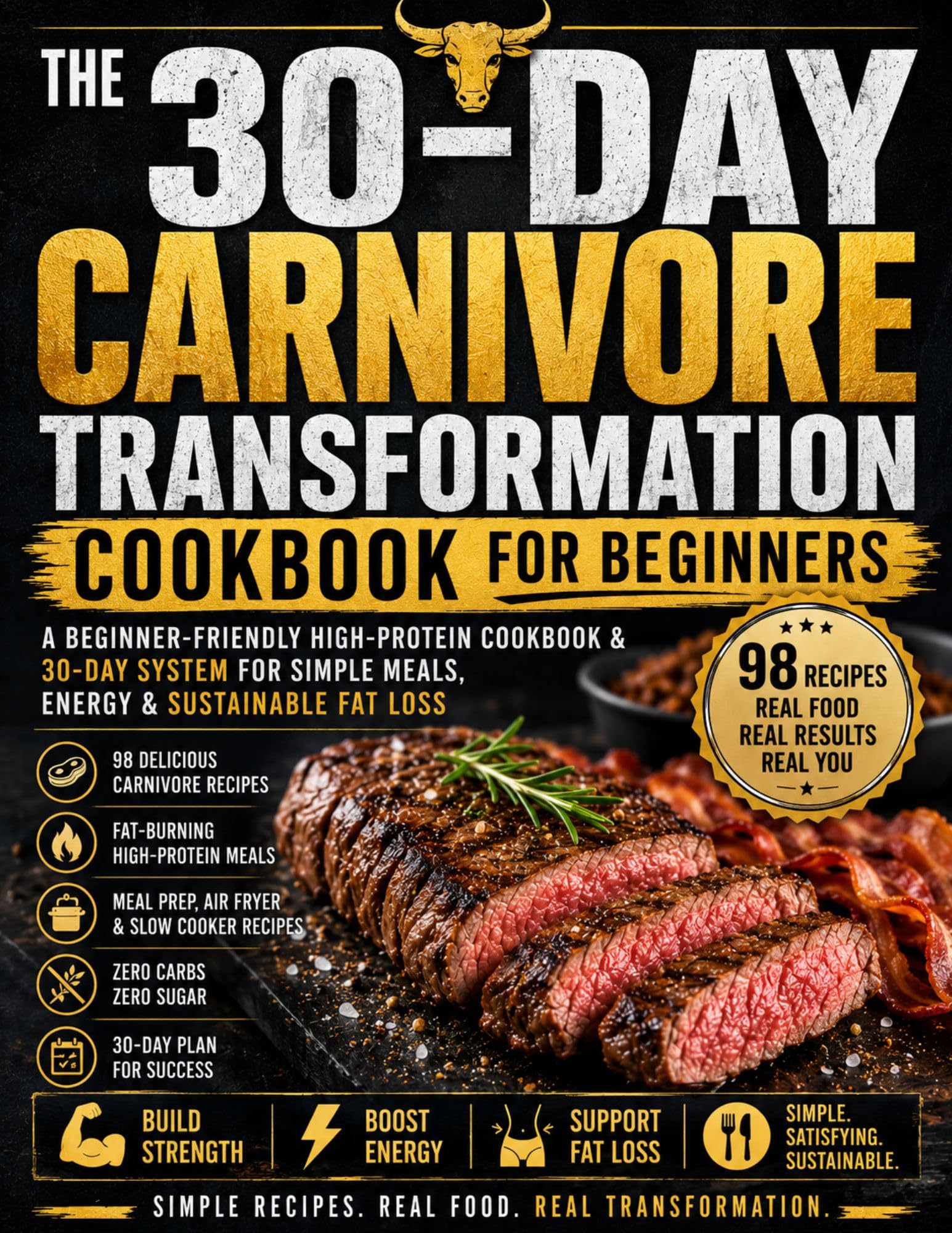 The 30-day Carnivore Transformation : a Beginner-friendly High-protein Cookbook & 30-day System for Simple Meals, Energy & Sustainable Fat Loss