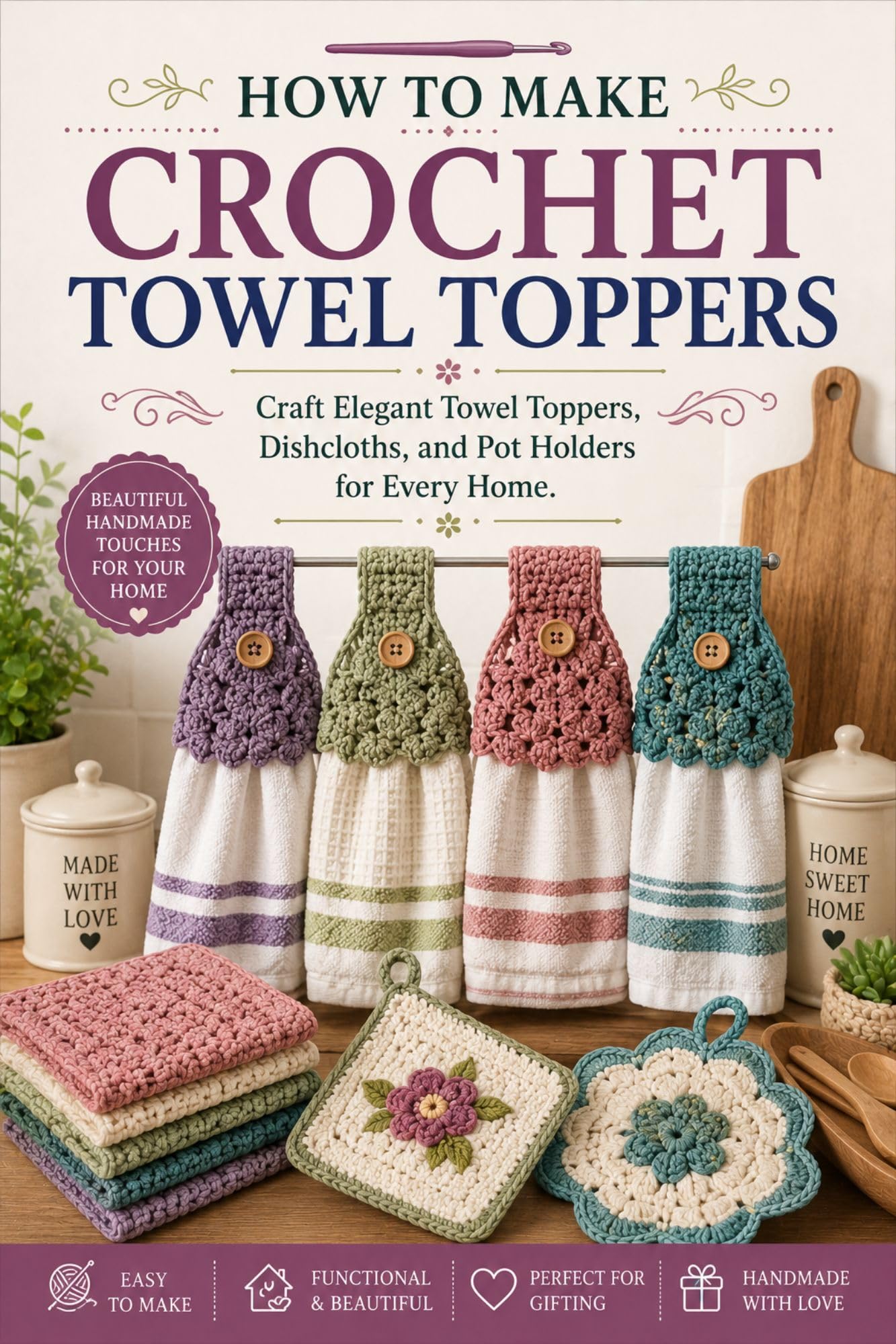 How to Make Crochet Towel Toppers.: Craft Elegant Towel Toppers Dishcloths, and Pot Holders for Every Home