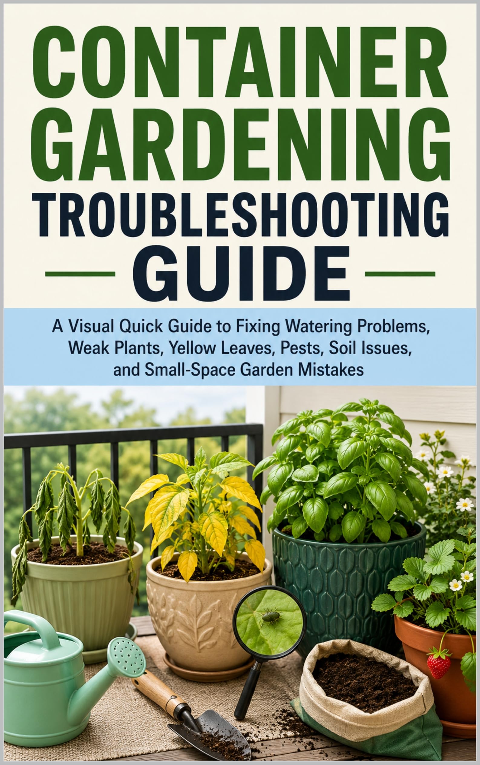 Container Gardening Troubleshooting Guide: a Visual Quick Guide to Fixing Watering Problems, Weak Plants, Yellow Leaves, Pests, Soil Issues, and Small-space Garden Mistakes