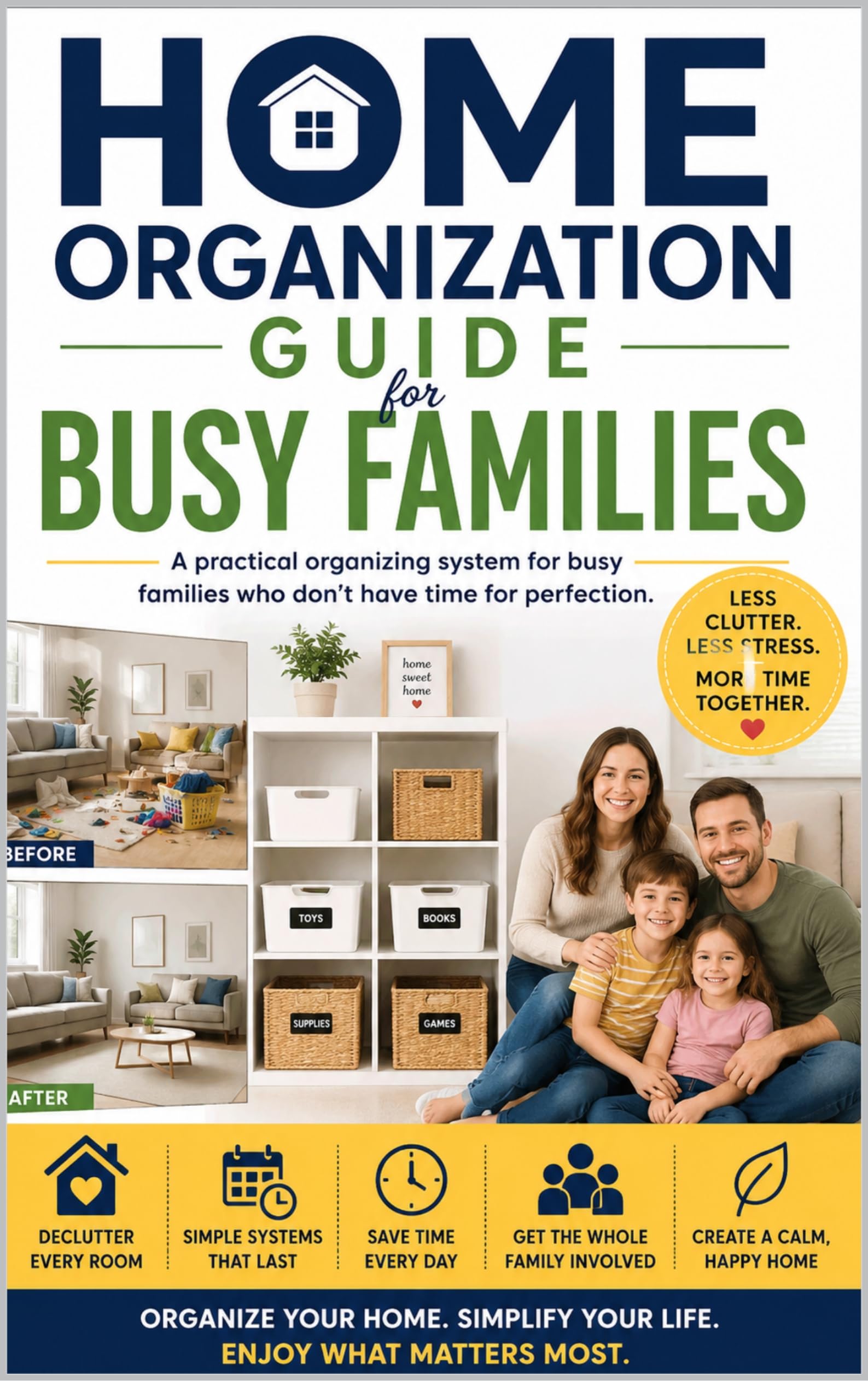 Home Organization Guide for Busy Families : a Practical Organizing System for Busy Families Who Don't Have Time for Perfection.