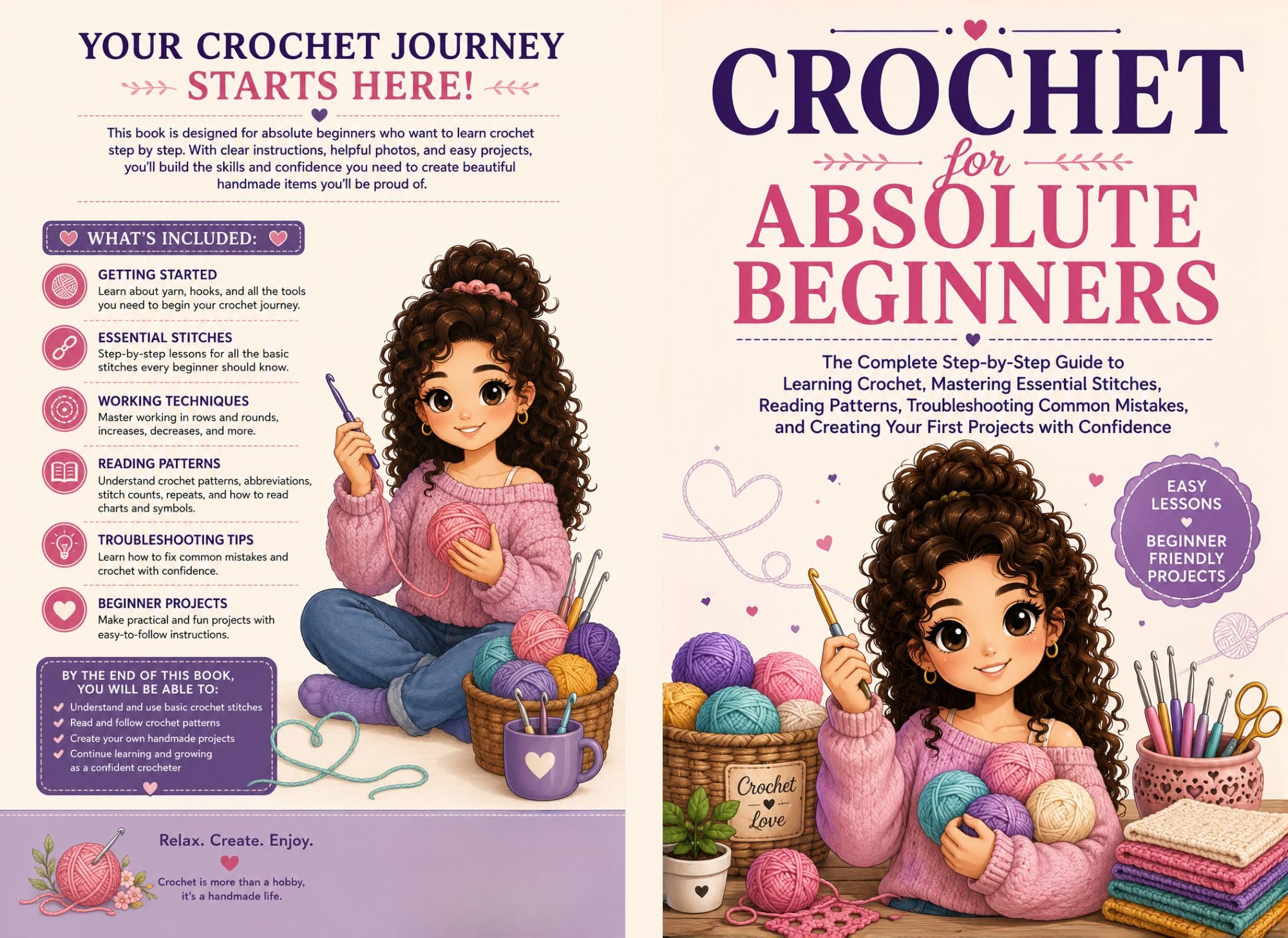Crochet for Absolute Beginners: the Complete Step-by-step Guide to Learning Crochet, Mastering Essential Stitches, Reading Patterns, Troubleshooting Common ... and Creating Your First Projects W