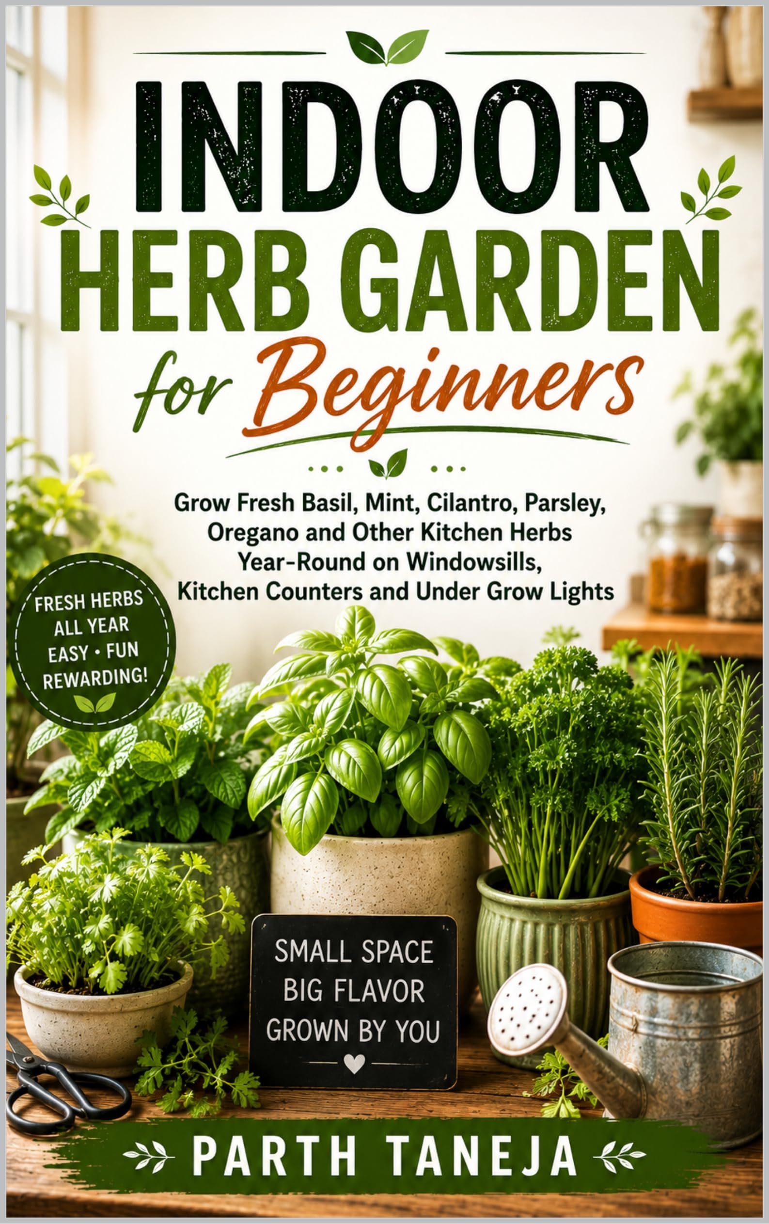 Indoor Herb Garden for Beginners: Grow Fresh Basil, Mint, Cilantro, Parsley, Oregano and Other Kitchen Herbs Year-round in Small Spaces Using ... Grow Lights Harvest