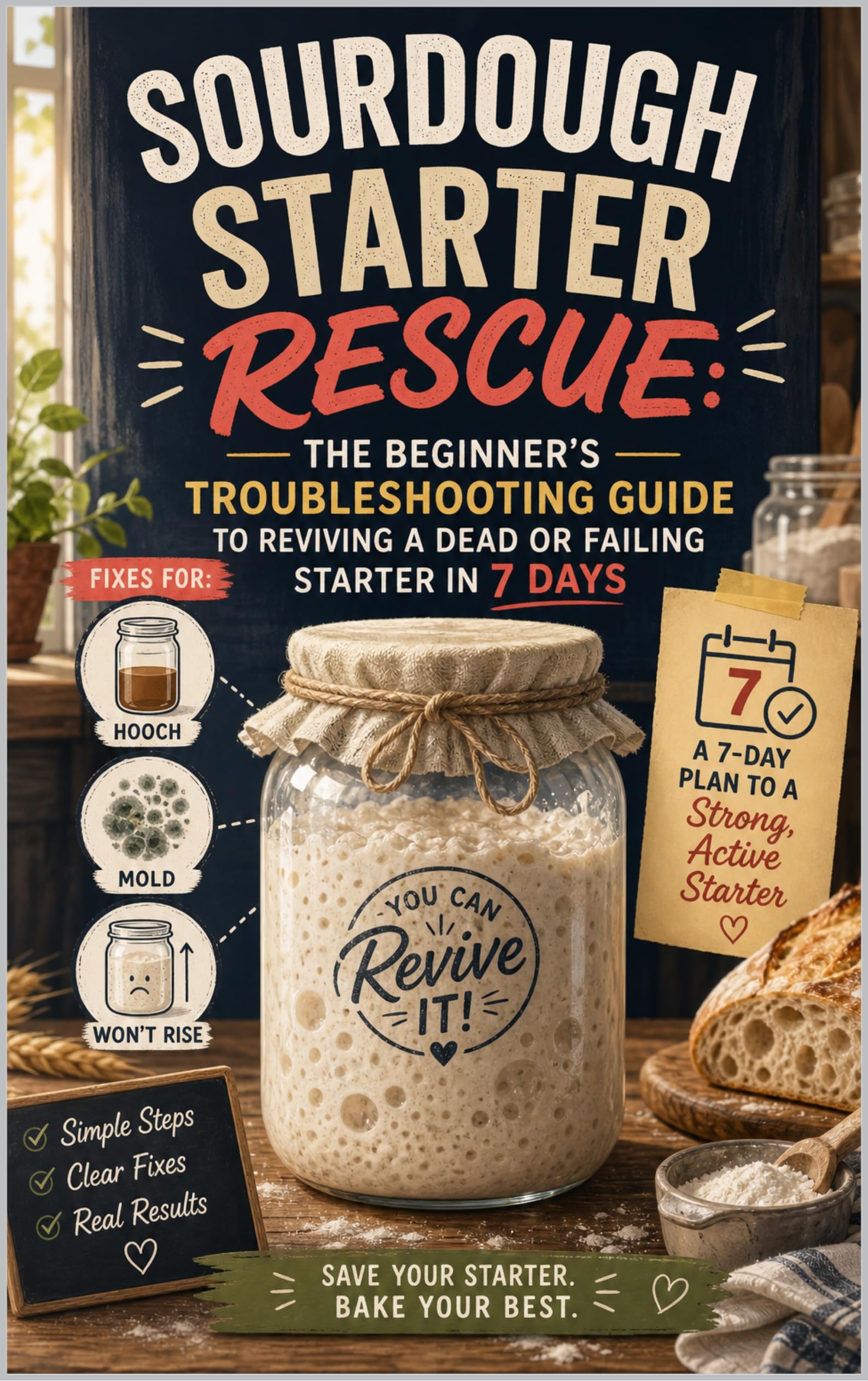 Sourdough Starter Rescue: the Beginner's Troubleshooting Guide to Reviving a Dead or Failing Starter in 7 Days, With Fixes for Hooch, Mold, and a Starter That Won't Rise