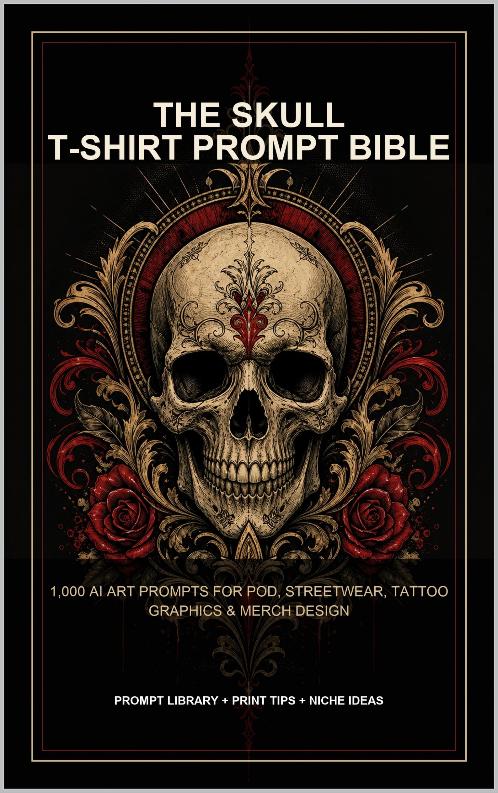 The Skull T-shirt Prompt Bible: 1,000 Ai Art Prompts for Print-on-demand, Streetwear, Tattoo Graphics, and Merch Prompt for T-shirt Book