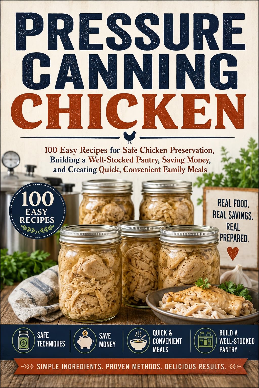 Pressure Canning Chicken: 100 Easy Recipes for Safe Chicken Preservation, Building a Well-stocked Pantry, Saving Money, and Creating Quick, Convenient Family Meals