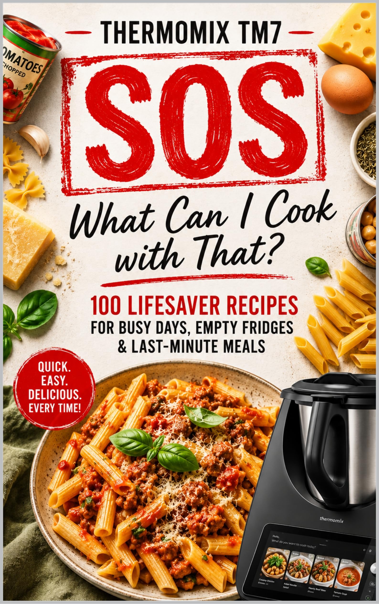 Thermomix Tm7 Sos: 100 Fast Recipes for Busy Nights, Empty Fridges & Last-minute Dinners Complete Thermomix™ Tm7