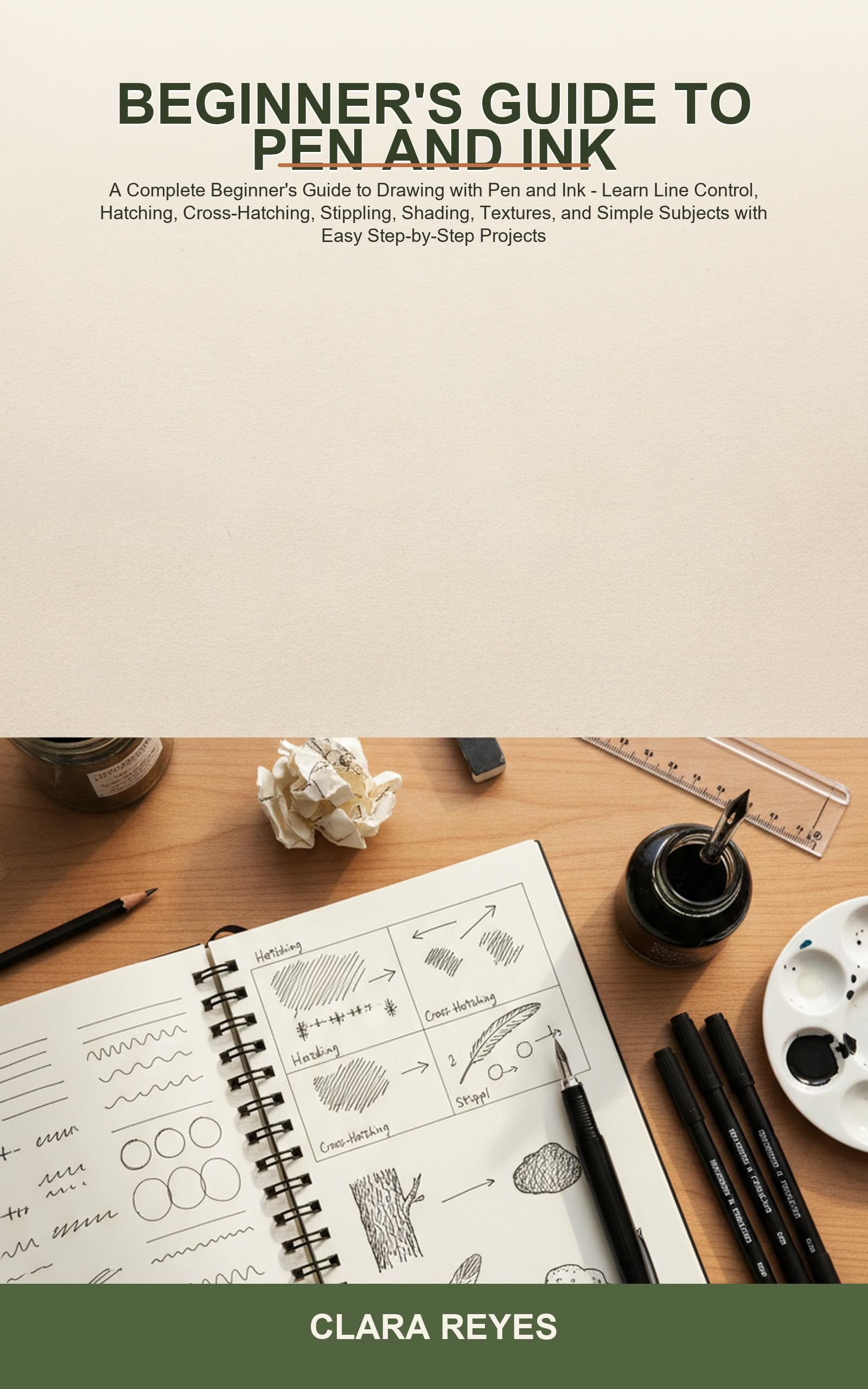Beginner's Guide to Pen and Ink: a Complete Beginner's Guide to Drawing With Pen and Ink -- Learn Line Control, Hatching, Cross-hatching, Stippling, Shading, Textures