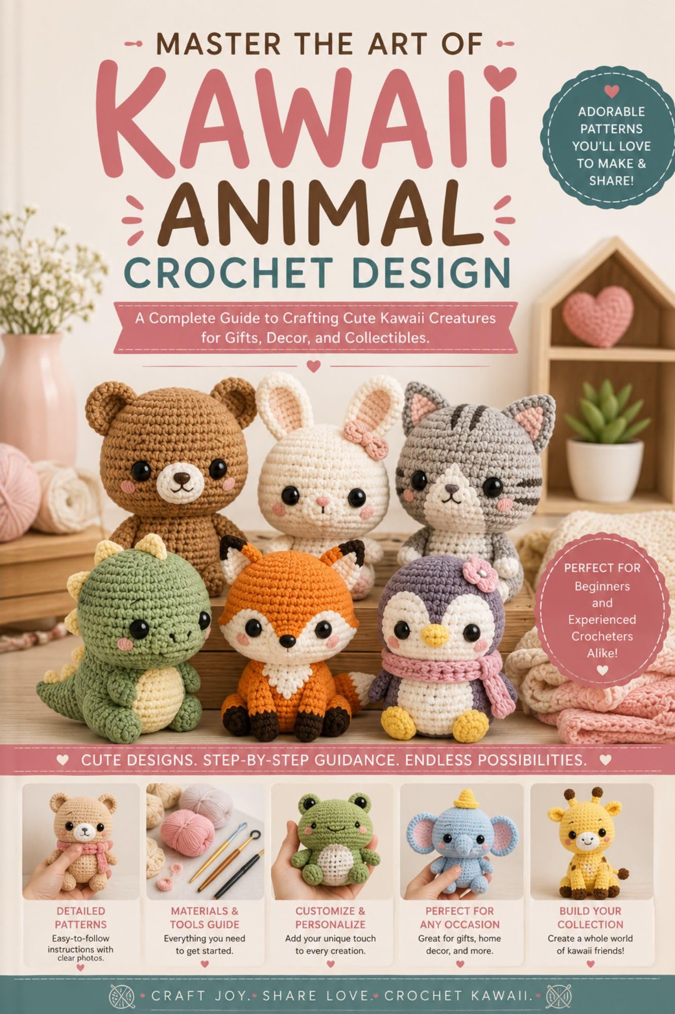 Master the Art of Kawaii Animal Crochet Design: a Complete Guide to Crafting Cute Kawaii Creatures for Gifts, Decor, and Collectibles