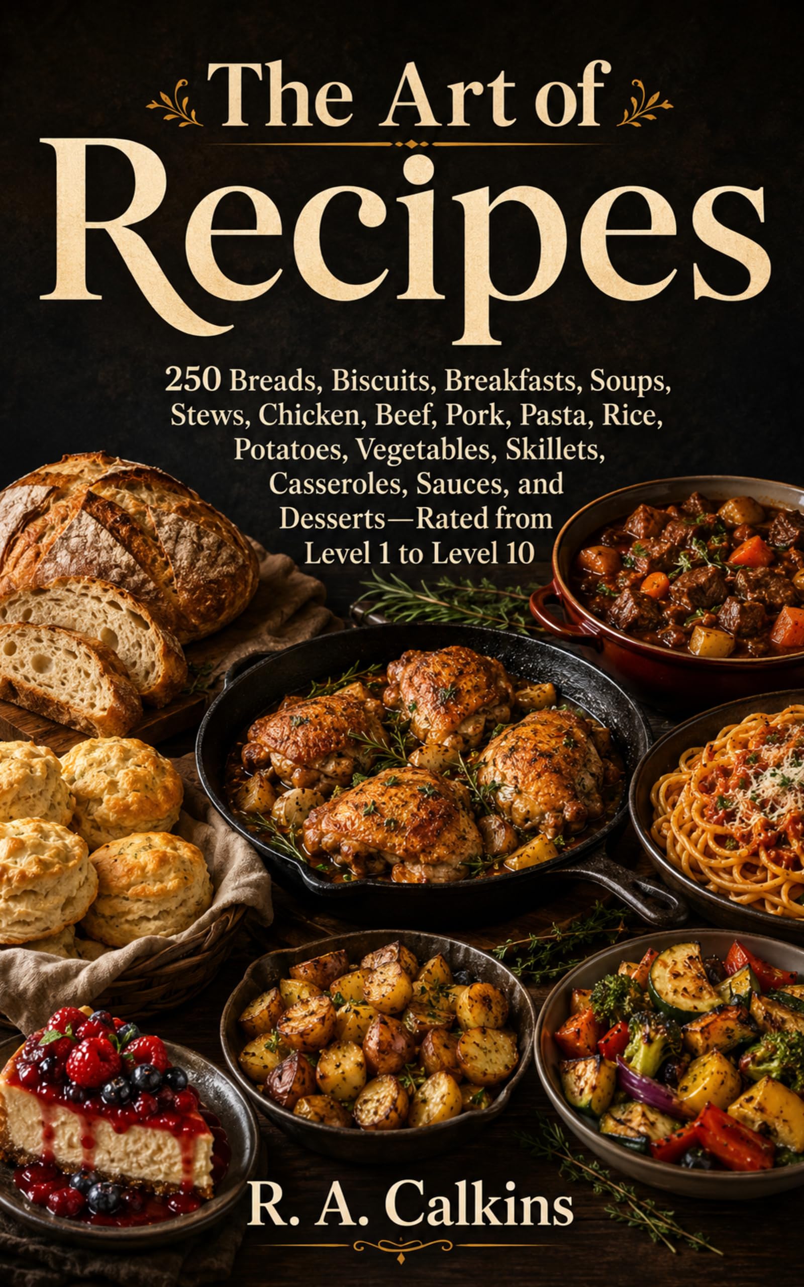 The Art of Recipes: 250 Breads, Biscuits, Breakfasts, Soups, Stews, Chicken, Beef, Pork, Pasta, Rice, Potatoes, Vegetables, Skillets, Casseroles, Sauces, and Desserts—rated From Level 1 to Level 10