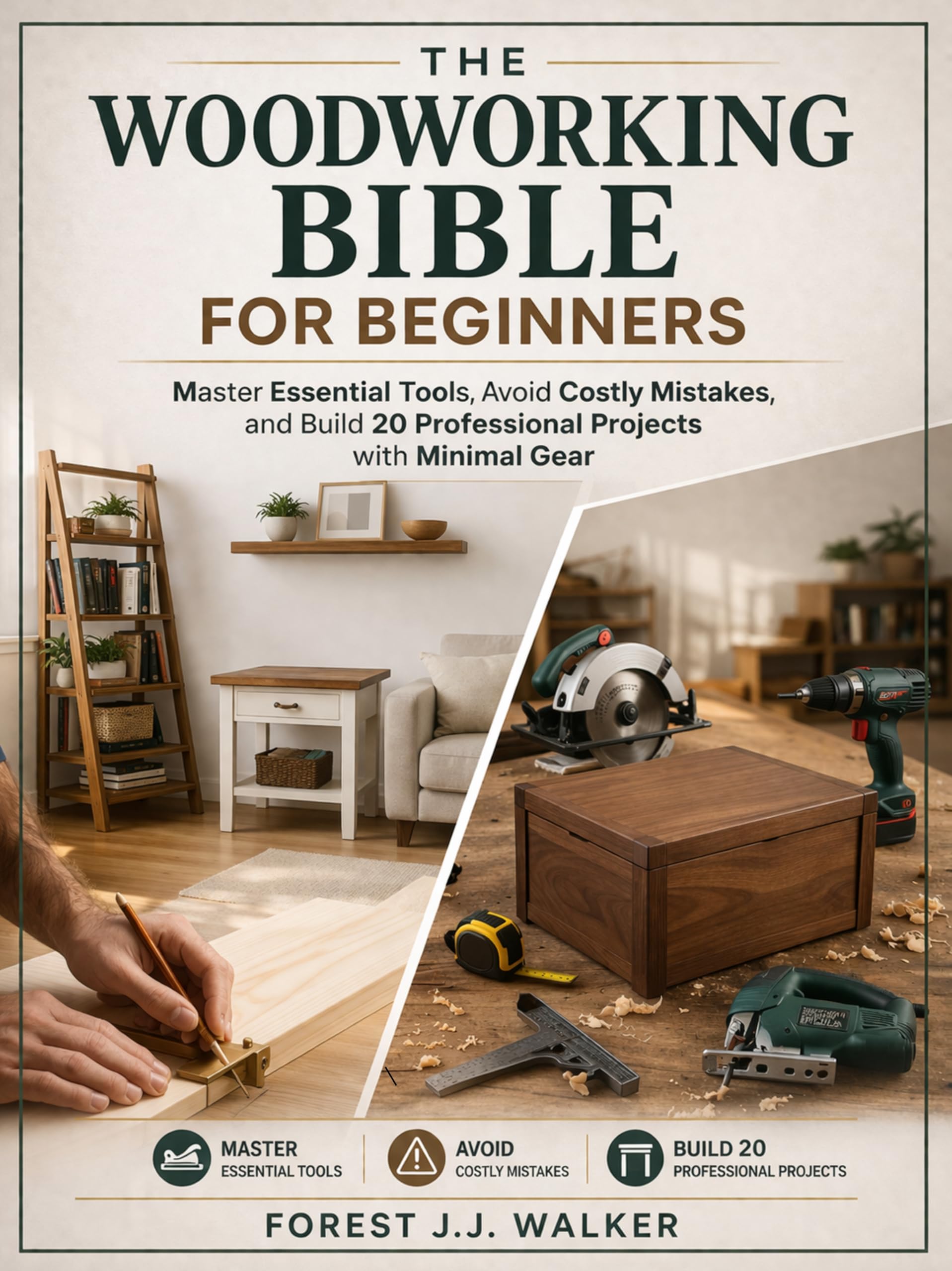 The Woodworking Bible for Beginners: Master Essential Tools, Avoid Costly Mistakes, and Build 20 Professional Projects With Minimal Gear