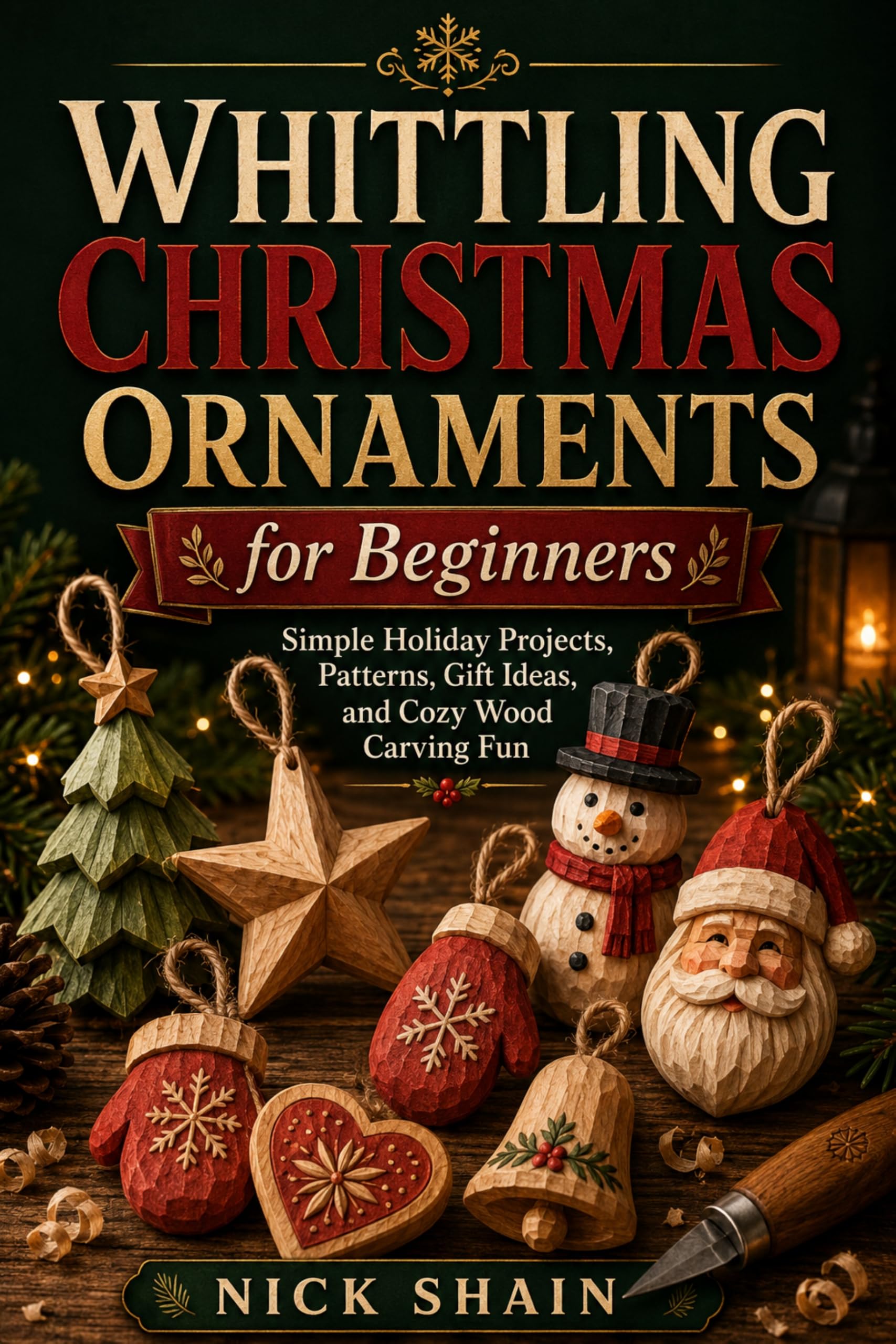 Whittling Christmas Ornaments for Beginners: Simple Holiday Projects, Patterns, Gift Ideas, and Cozy Wood Carving Fun