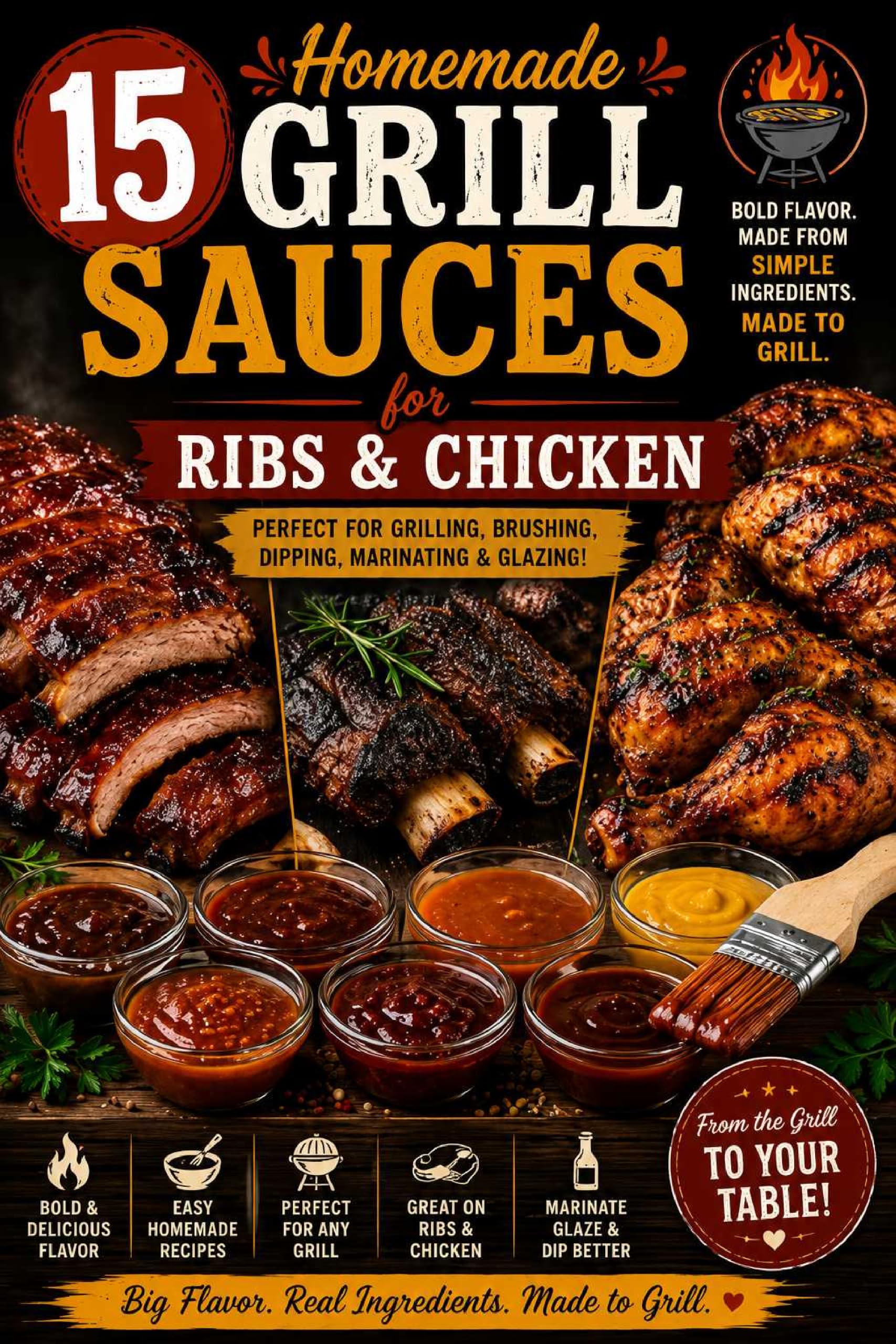 15 Homemade Grill Sauces Ribs and Chicken : Easy and Quick Ways to Make Homemade Sauces for Beef, Chicken, Pork and Turkey