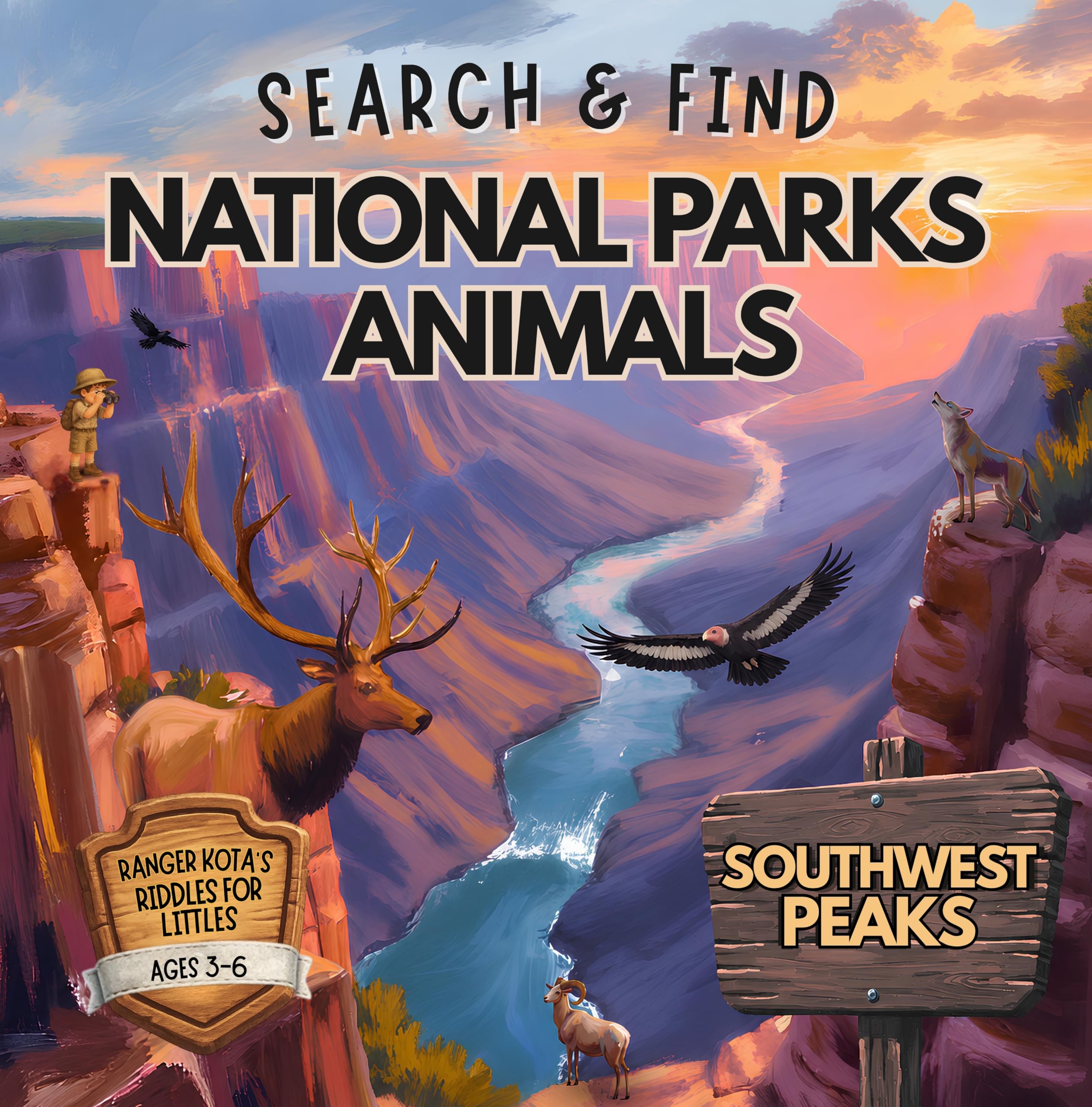 Search & Find National Parks Animals: Southwest Peaks Kota's Riddles For